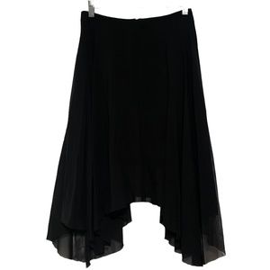 Topshop Black Asymmetric‎ Sheer Lined High Waisted Skirt Size 4